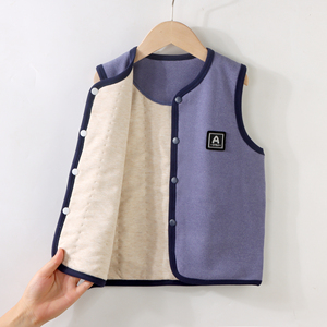<span class=keywords><strong>Gilet</strong></span> d'hiver chaud et respirant pour garçons et filles, à simple boutonnage, longueur standard, <span class=keywords><strong>en</strong></span> tissu polyester et <span class=keywords><strong>laine</strong></span> rembourré, col rond 3D - Product Image 2