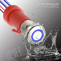 Interrupteur à bouton-poussoir en acier inoxydable de 16 mm avec LED 12V-24V 10A IP67 étanche, interrupteur à bouton-poussoir momentané avec fils