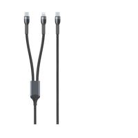 Cable de Datos Trenzado de Nailon Tipo C 2 en 1, Conductor de Cobre Puro, Carga Rápida Blindada PD 60W 5A para iOS 15/16, Android, Computadora y Móvil