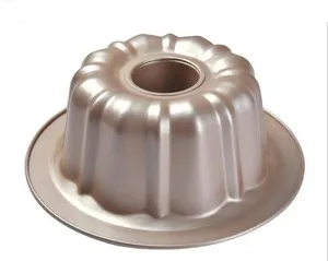 Champagne Golden Non-stick Pumpkin Shape Fluted Tube Cake Pan Bread Loaf Baking Tray Bundt Cake Mold Mini Bundt Pan