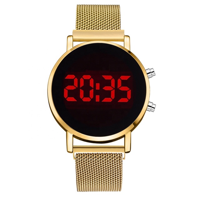 Hot Selling Fashion Unisex Gold Milanese Band Wrist Watches Sports LED Digital Watches Reloj Digital