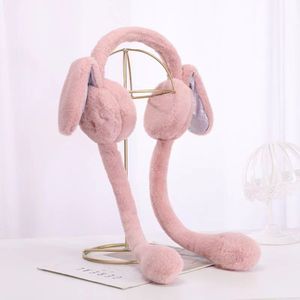 Orejeras de conejo TikTok con orejas con airbag, gorro y bufanda de felpa rosa para niños de 8 a 13 años - Product Image 2