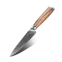 Couteau Santoku à manche en bois d'olivier ambré AUS10 Core Damas Steel 73 Layers Razor Sharp Kitchen Knives