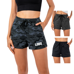 Pantaloncini da allenamento estivi con Logo personalizzato da <span class=keywords><strong>donna</strong></span> <span class=keywords><strong>bermuda</strong></span> traspiranti con vestibilità ampia e stampa leopardata mimetica da <span class=keywords><strong>donna</strong></span> - Product Image 1