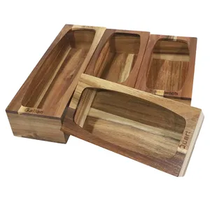 Special acacia wood food bag storage box ziplock bag organizer box for kitchen