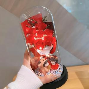 Vendita Diretta dalla Fabbrica, Bellissima Bambola con Fiori Laser Fatti a Mano in Cupola di Vetro, Rose Sbocciate per San Valentino e Qixi - Product Image 2