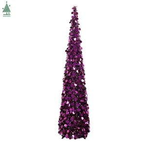新设计弹出圣诞树圣诞树150厘米紫色金属丝圣诞树