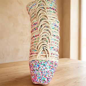 Sac à main seau vintage de luxe en paille et toile pour filles, avec deux poignées, sequins, style bohème, ouverture supérieure, bandoulière tressée pour usage quotidien - Product Image 3
