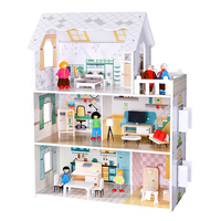 Villa de jeu éducative en bois avec meubles de chambre de poupée, jouet souple style poterie, maison de poupée pour grands enfants, bricolage