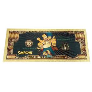 Amerikaanse Komiek De Simpele Herdenkingsgouden Bankbiljetten Van Plastic Goudfolie Bookmark Livestream Geschenkcollectie - Product Image 1