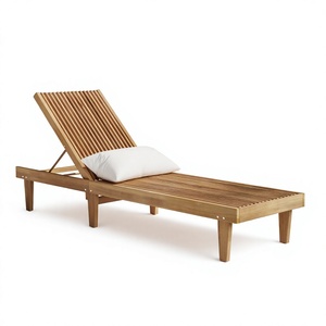 Tumbona Plegable Moderna de Madera de Teca Flaneta con Respaldo de Espiga y Reclinación Manual para Uso en Exteriores/Parques - Product Image 6