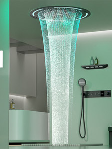 Juego de Ducha <span class=keywords><strong>MYN</strong></span> con Cabezal de Ducha Oculto en la Pared, Temperatura Constante, Pantalla Digital, Luz Ambiental de Cobre, para el Hogar - Product Image 1