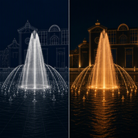 Fontaine d'eau commerciale personnalisable pour l'extérieur, fontaine musicale à LED en acier inoxydable pour jardin et lac