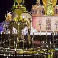 En gros, Lumières de scène électroplaquées argentées et dorées à 10 bras en forme de flamme pour la décoration de routes étoilées et de plateformes en T pour mariages