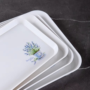 Assiettes et plateaux rectangulaires en mélamine personnalisés à motif végétal, vente en gros, pour restaurants, hôtels et usage domestique - Product Image 3