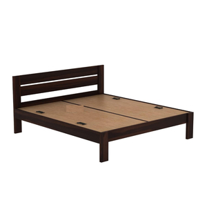 เตียงไม้จริงทรงโมเดิร์นสีน้ำตาลเข้มพร้อมหัวเตียง ราคาขายส่ง - Product Image 2