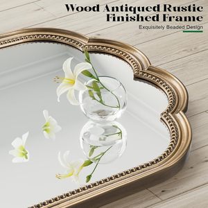 Wiserset Scalloped Wall <b>Mirror</b> 23 X 42 Antique Brass Framed Vintage Gold For Bathroom Bedroom Dressing Room - Product Image 6