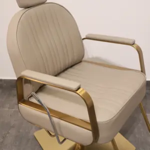 Di alta qualità in oro in acciaio inox salone moderno reclinabile barbiere sedia di taglio di capelli prezzo di fabbrica mobili di vendita calda