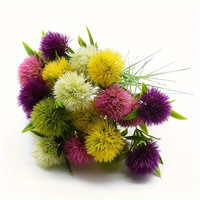 Bunga Dandelion Allium Sphaerocephalon Buatan Satu Tangkai, Buket Grosir untuk Dekorasi Dinding, Bunga Buatan untuk Dinding