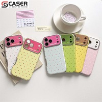 Coque de téléphone tendance en PU à pois colorés, antichoc, avec grande fenêtre, protection intégrale, compatible avec les séries iPhone 14-17