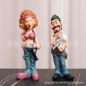 Ensemble de figurines créatives en résine : Barbier masculin et Policière féminine – Décoration pour salon, bureau, cadeau - Product Image 3