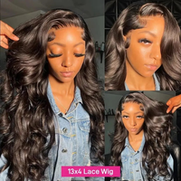 Wig Rambut Manusia Vietnam Asli 12A 15A Model Body Wave dengan Lace Front, Wig Rambut Manusia Grosir Tanpa Lem HD Lace Frontal untuk Wanita Kulit Hitam