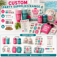 Articles en plastique personnalisés pour événements d'anniversaire, voyages entre filles, fêtes à la plage et à la piscine : Gobelets, porte-boissons, sacs de bienvenue, décorations