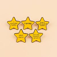 Pin Logam Grosir Motif Kartun Lucu, Bros Bertema Slogan Bintang, Pin Huruf Alfabet Inggris Kreatif, Aksesoris Pakaian
