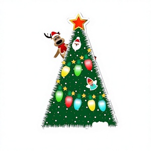Autocollants magnétiques de Noël ShengBaiNa pour réfrigérateur - <span class=keywords><strong>Arbre</strong></span> de Noël amovible avec motif Père Noël et rennes pour surfaces métalliques - Product Image 3