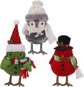 Green <b>Red</b> Gray Xmas <b>Ornaments</b> Bird Figurine Top Decoration Christmas Table Decorations Birds - Product Image 1