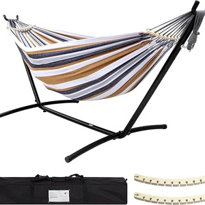 <span class=keywords><strong>Hamaca</strong></span> Doble de Lona Blanca con Marco de Hierro Anti-caída, Varillas de Madera y Bolsa de Tela, Empaquetada Individualmente - Product Image 3