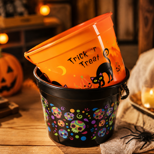 Secchiello per Caramelle a Forma di Zucca di Halloween con Manico, Accessori per Feste di Halloween, Personalizzabile con Logo - Product Image 4