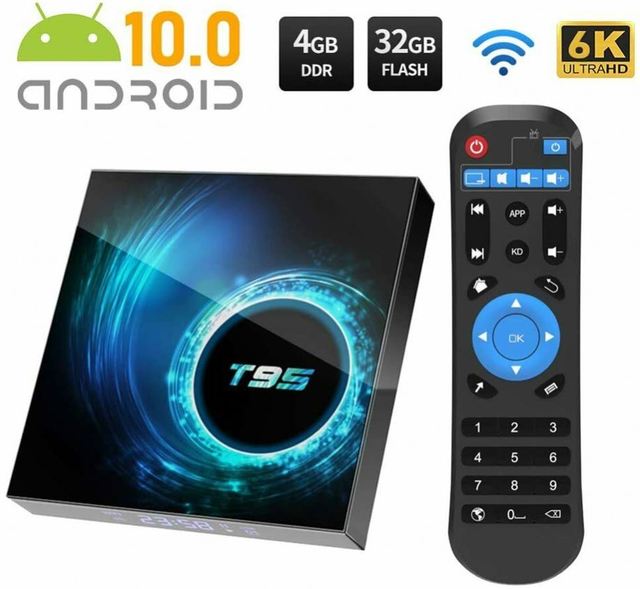 WAZ T95 H616 Smart TV Box Android 10.0 4G 64GB 128GB Quad Core 6K HD Card Reader 2.4G 5G WiFi BT Set Top Box
