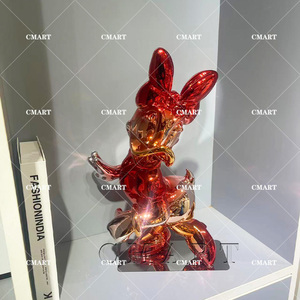 Nuova Scultura Pop Art di <span class=keywords><strong>Paperino</strong></span> in Resina Cromata, Statua di <span class=keywords><strong>Paperina</strong></span> in Colori Caramella, Scultura di Animale Cartoonesco Rosa - Product Image 3