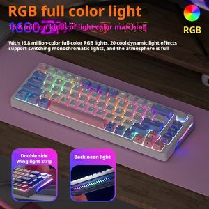 X518 Hot Swappable 2.4g Bt <b>Usb</b>-c Wired <b>Keyboard</b> Gamer Rgb Backlight Anti-ghosting Mechanical Gaming <b>Keyboard</b> With Knob - Product Image 3