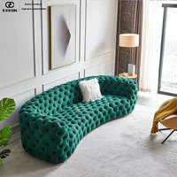 Nouvelle tendance, canapé de salon de luxe 3 places, capitonné, indigo, tissu nubuck, canapé de salon de haute qualité