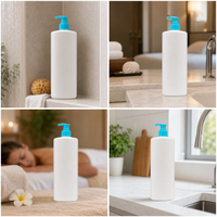 Bouteille de shampoing en PE blanc de 750 ml, grande capacité, flacon pompe pour gel douche et lotion, emballage pour salle de bain d'hôtel, vente en gros OEM