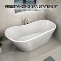 Baignoire autoportante en acrylique blanc au design moderne et simple Baignoire autoportante à surface solide personnalisée pour bain à remous d'hôtel