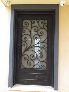 Varilla de entrada principal de pantalla moderna, casa de seguridad contra tormentas, negro, individual, doble, moderno, costo forjado, puertas delanteras de hierro, rotura térmica - Product Image 2