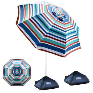 Parasol de plage coupe-vent OutdoorMaster 6,5 pieds UPF50+ avec ancre pour <span class=keywords><strong>sac</strong></span> de <span class=keywords><strong>sable</strong></span>, porte-gobelet, inclinaison réglable, pare-soleil portable - Product Image 1