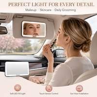 Miroir de maquillage universel rechargeable avec éclairage LED, écran tactile à intensité variable, miroir de pare-soleil de voiture, cosmétique