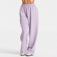 TEVE Cross-Border Yoga-Hose aus Spandex/Baumwolle, locker geschnitten, modisch, bequem, lässig, gerade geschnittene, weite Beine, elastischer hoher Bund, Frühling