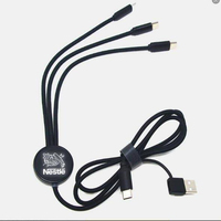 Kabel Pengisian Cepat 3A Multi-Fungsi 6-in-1 dengan Logo LED Bercahaya Kustom, Jaket Nilon, Hadiah Promosi Grosir