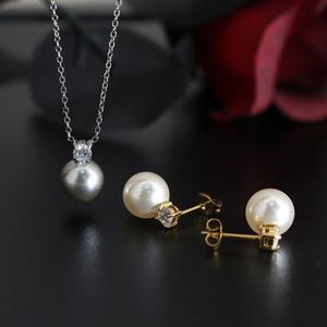 Collier pendentif en or inaltérable avec chaîne, en acier inoxydable fin plaqué or 18 carats, perle d'eau douce, luxe pour femme - Product Image 2