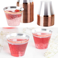 Gobelets jetables en plastique PS transparents écologiques à paroi simple de 9 oz pour fêtes, mariages, jus et whisky