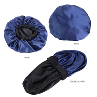 Bonnet de nuit en satin double couche, grande taille, avec boucle réglable, pour femmes, bonnet de sommeil réversible pour cheveux bouclés