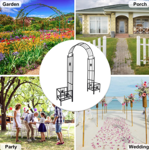 Arche de jardin robuste en acier noir enduit, facile à installer, <span class=keywords><strong>pour</strong></span> plantes grimpantes, avec deux supports <span class=keywords><strong>pour</strong></span> plantes - Product Image 6