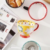 Tasse à café en céramique rétro 401 500 ml, style japonais, mug à expresso, porcelaine faite à la main, passe au lave-vaisselle et au micro-ondes, couleur personnalisée, fleurs