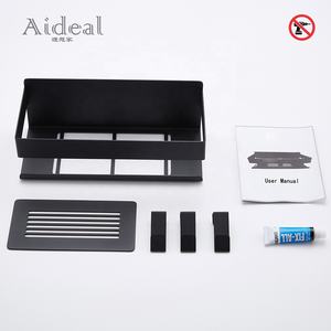 Estante de almacenamiento de ducha de <span class=keywords><strong>baño</strong></span>, adhesivo de acero inoxidable, antióxido, color negro mate, fácil de instalar, <span class=keywords><strong>sin</strong></span> perforación - Product Image 5