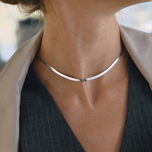 Stainless Steel <b>Snake</b> <b>Chain</b> Necklace For Women Elegant Clavicle <b>Chain</b> Party Gift Jewelry Simple Fashionable Design <b>Silver</b> Color - Product Image 2